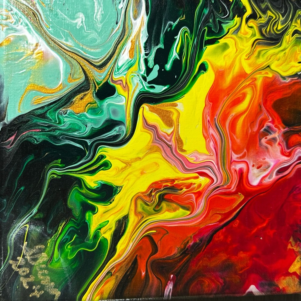 Paint Pouring by Sylvia on 8x8 Canvas Multi Color